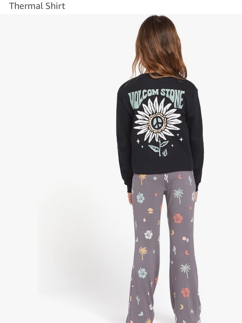 NEW Volcom Stone Little Girl Thermality Peace Daisy Graphic Longsleeve Thermal